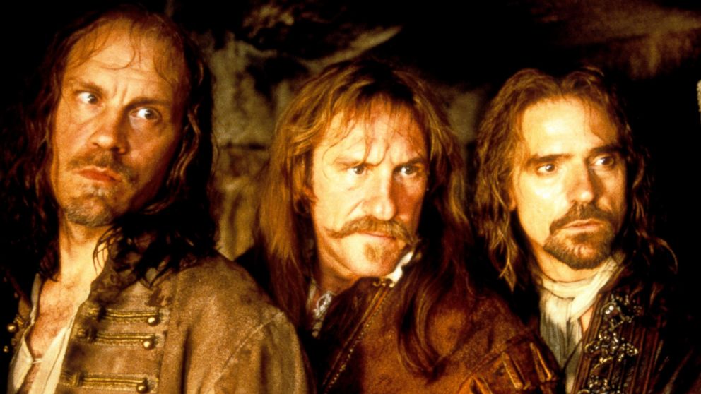 PHOTO: John Malkovich Gerard Depardieu and Jeremy Irons in a scene from the film 'The Man In The Iron Mask', 1998. 