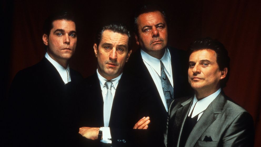 Ray Liotta, Robert De Niro, Paul Sorvino, and Joe Pesci are seen in this publicity portrait for the film "Goodfellas," 1990.