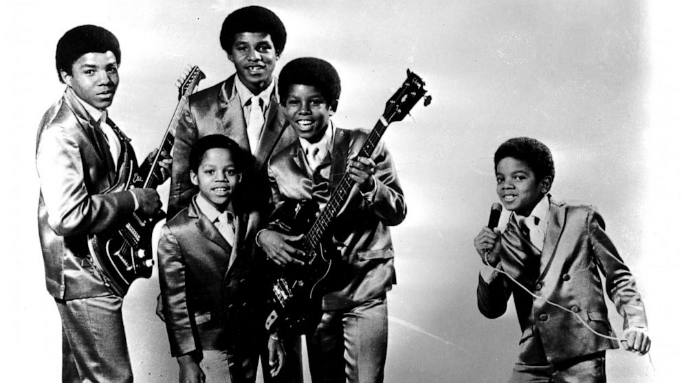 The Jackson 5 are shown in this photo from early in their career.   