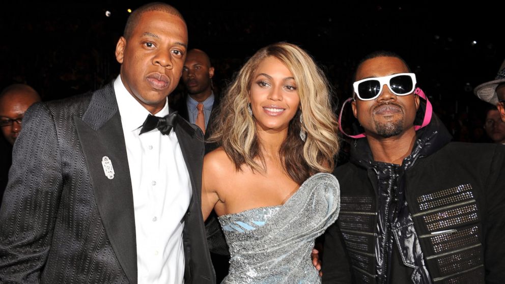 Jay-Z, Beyonce, and Kanye West attend the 50th Annual Grammy Awards at the Staples Center in Los Angeles, Feb. 10, 2008.