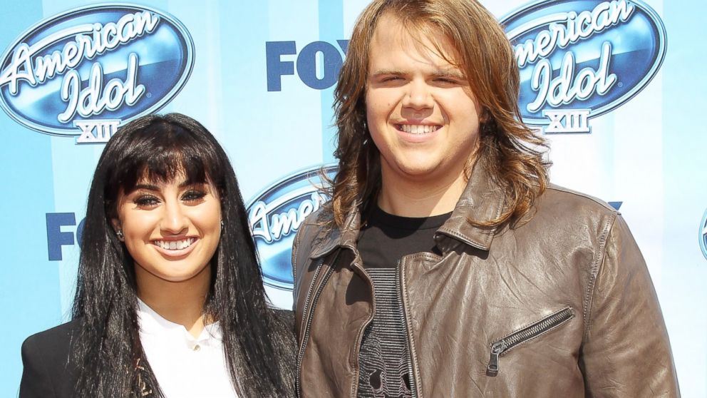 American Idol Finalists Jena Irene and Caleb Johnson arrive at Fox's "American Idol" XIII Finale held at Nokia Theatre L.A. Live, May 21, 2014, in Los Angeles.