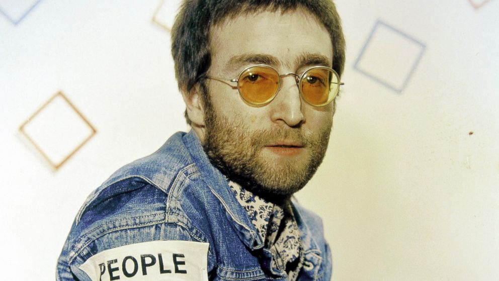 John Lennon (1940-1980) posed backstage on BBC TV's Top Of The Pops in London, Feb. 11, 1970. 