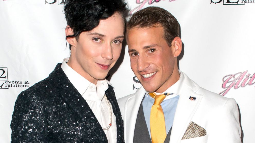 Johnny Weir and Victor Weir-Voronov attend Johnny Weir & Victor Weir-Voronov's Birthday Celebration at Soho Grand Hotel in New York, July 27, 2013.
