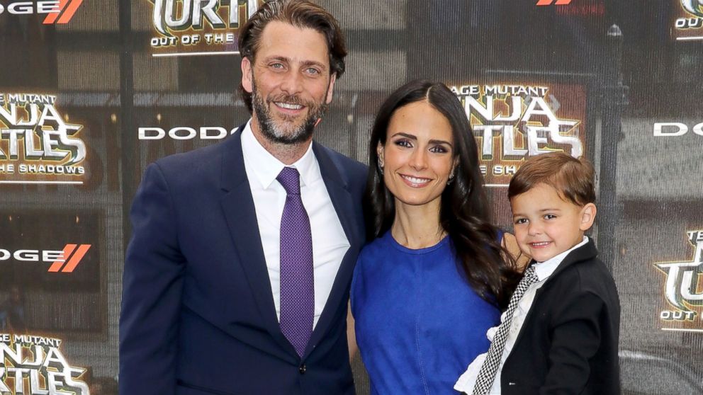 Jordana Brewster, with husband Andrew Form, and son attend the "Teenage Mutant Ninja Turtles: Out Of The Shadows" world premiere at Madison Square Garden, May 22, 2016, in New York City. 