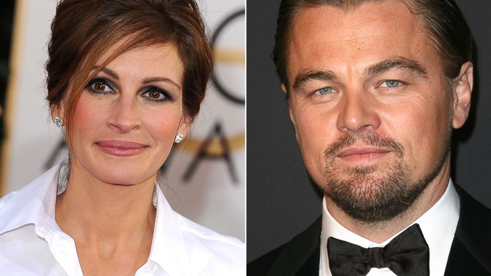 Julia Roberts, left, arrives at the 71st Annual Golden Globe Awards, Jan. 12, 2014, in Beverly Hills, Calif. Leonardo DiCaprio attends the Weinstein Company's 2014 Golden Globe Awards after party, Jan. 12, 2014, in Beverly Hills, Calif.