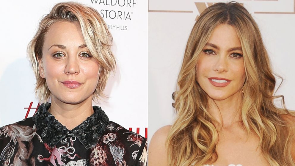(L-R) Kaley Cuoco pictured in Beverly Hills, Calif., Aug. 21, 2015 and Sofia Vergara pictured in Hollywood, Calif., June 25, 2015.