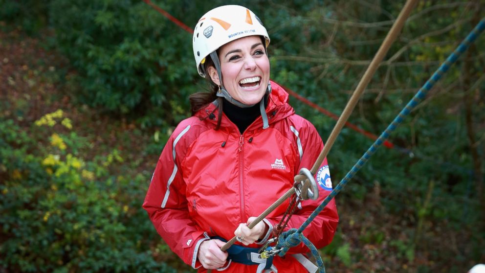 PHOTO: Catherine, Duchess of Cambridge abseils as she visits the Towers Residential Outdoor Education Center in Capel Curig, North Wales, Nov. 20, 2015.
