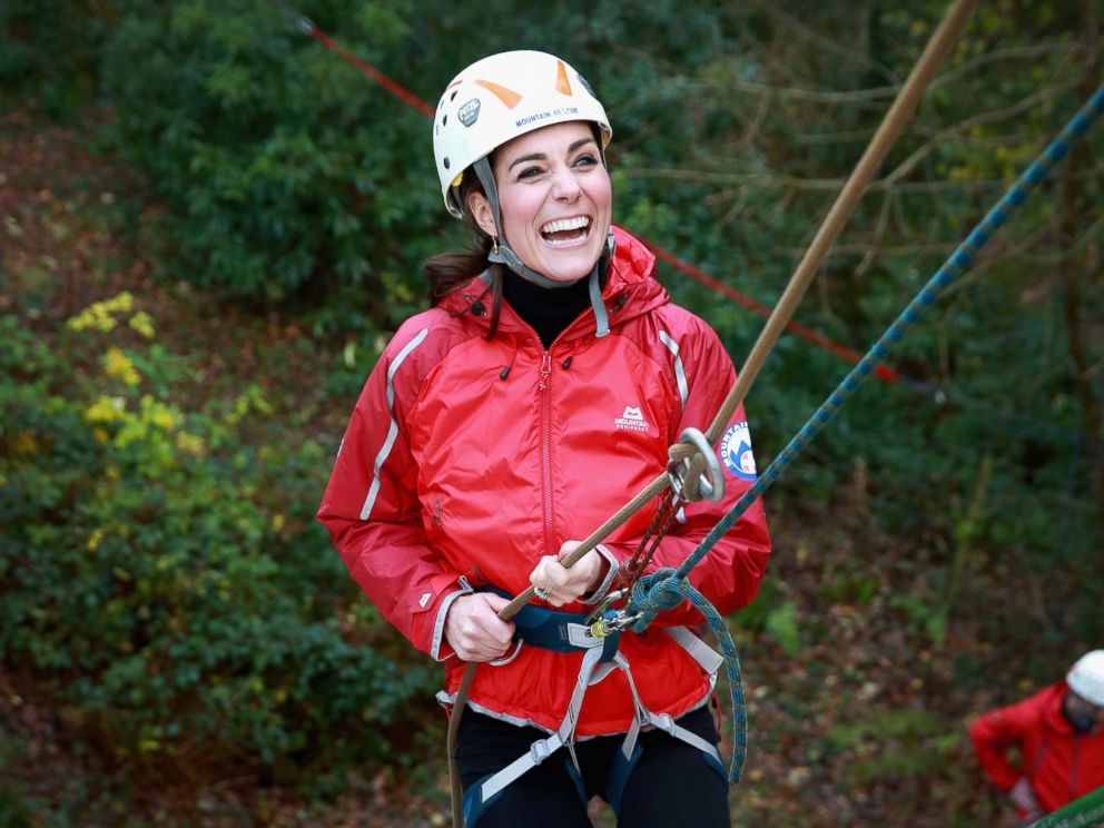PHOTO: Catherine, Duchess of Cambridge abseils as she visits the Towers Residential Outdoor Education Center in Capel Curig, North Wales, Nov. 20, 2015.