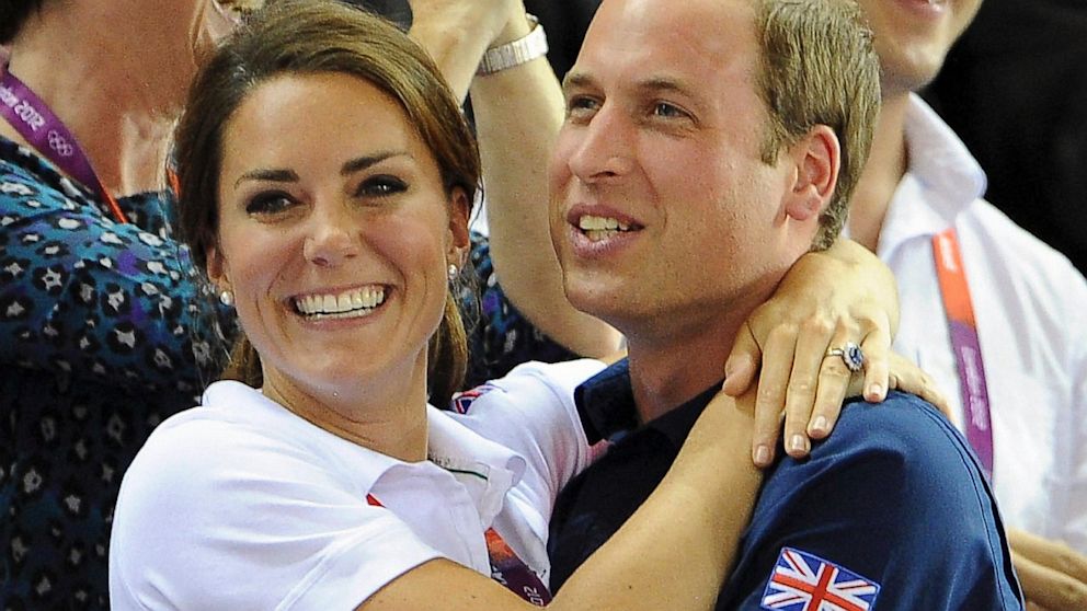 Catherine, Duchess of Cambridge, and Prince William, Duke of Cambridge, during Day 6 of the London 2012 Olympic Games at Velodrome, Aug. 2, 2012, in London.