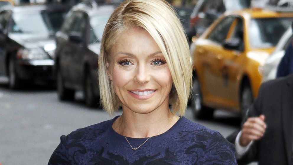 Kelly Ripa arrives for the "Late Show with David Letterman" at Ed Sullivan Theater, Sept. 24, 2014, in New York City.