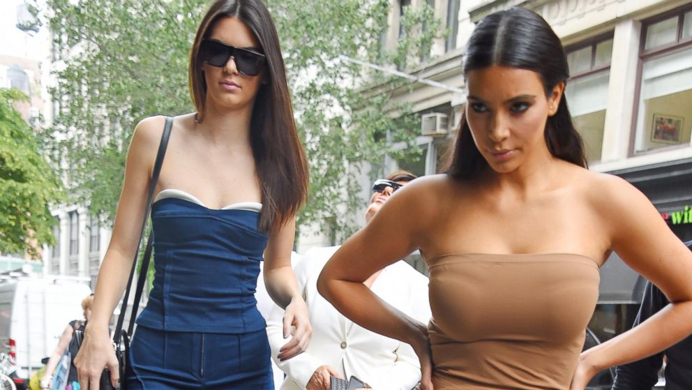 PHOTO: Kendall Jenner and Kim Kardashian are seen in New York City on June 27, 2014.