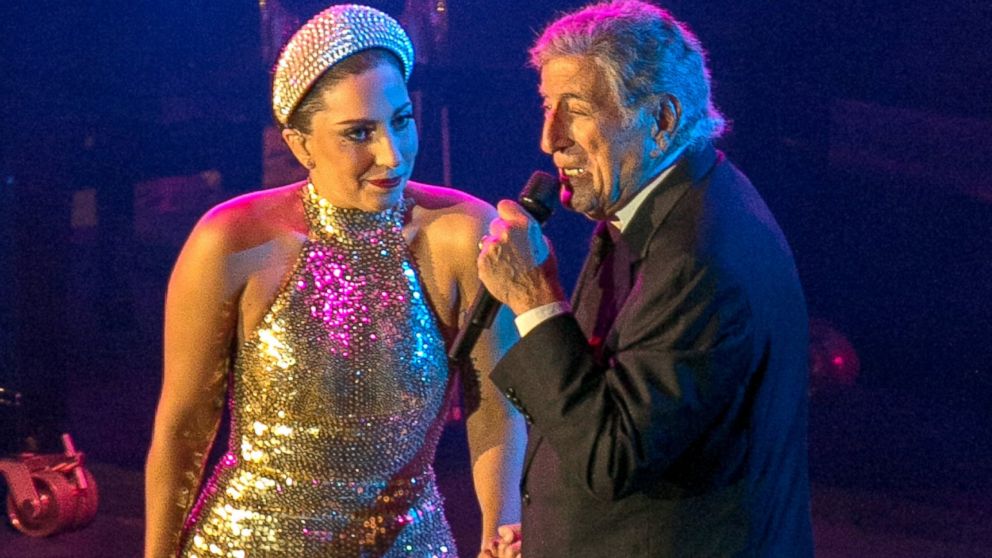 Tony Bennett and Lady Gaga perform at Grand'place, Sept. 22, 2014 in Brussels, Belgium. 