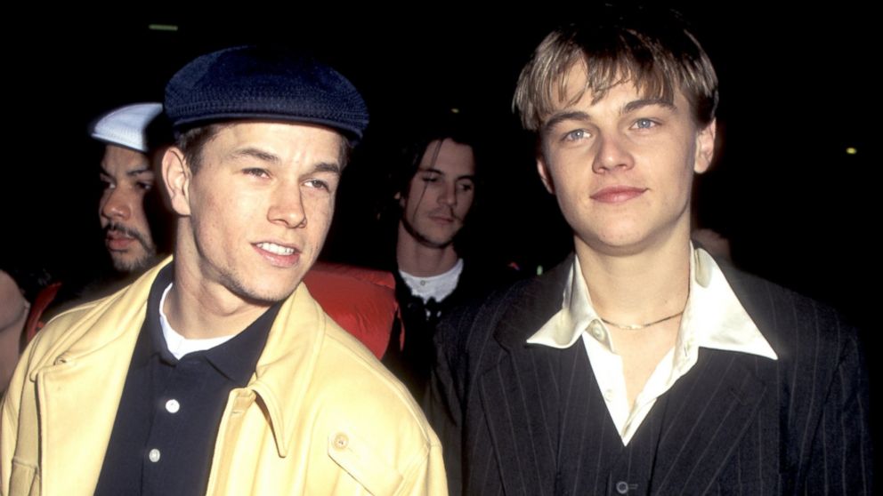 PHOTO: Mark Wahlberg, left, and Leonardo DiCaprio, right, are pictured during "The Basketball Diaries" premiere in New York City on April 14, 1995. 