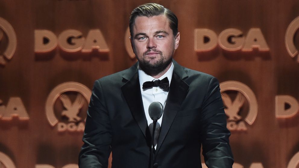 Leonardo DiCaprio speaks onstage at the 68th Annual Directors Guild Of America Awards at the Hyatt Regency Century Plaza, Feb. 6, 2016 in Los Angeles.