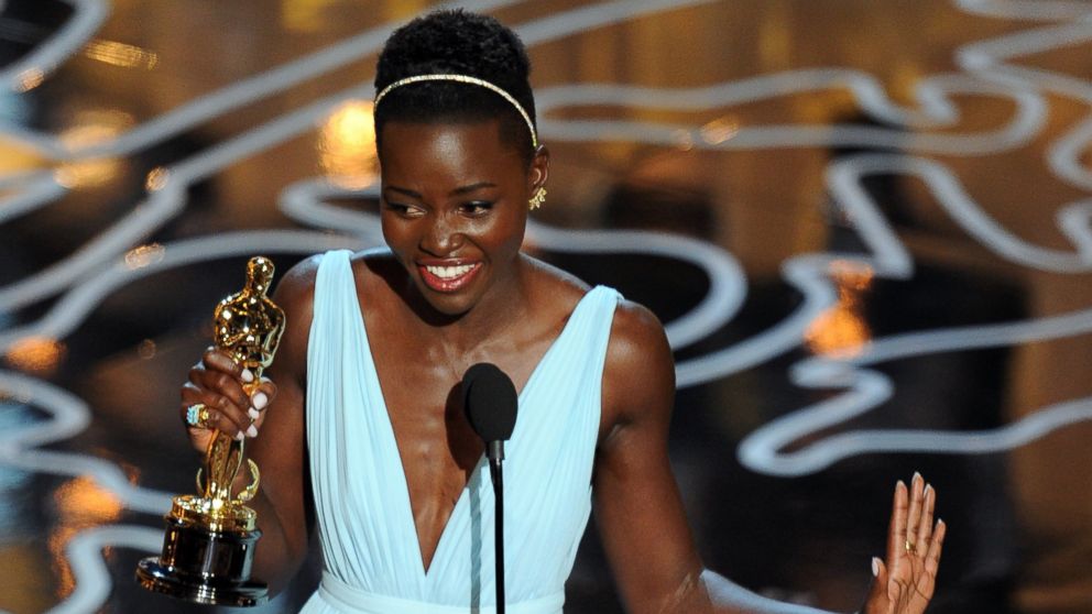 Lupita Nyong'o accepts the Best Performance by an Actress in a Supporting Role award during the Oscars on Mar. 2, 2014 in Hollywood, Calif.  