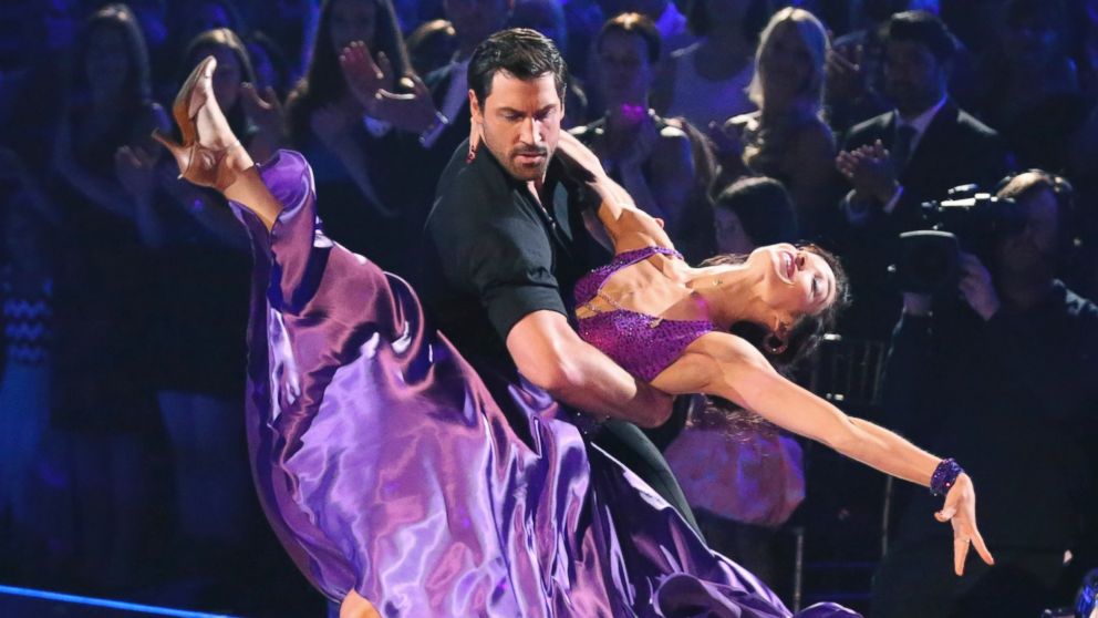 Maksim Chmerkovskiy and Meryl Davis are seen on an episode of "Dancing With The Stars."