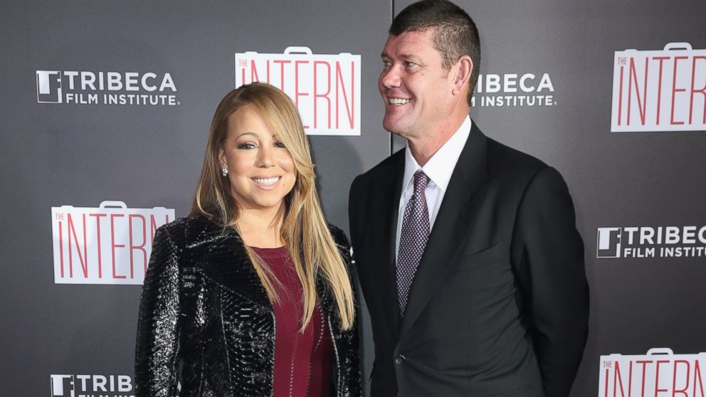 Mariah Carey and James Packer attend "The Intern" New York Premiere at Ziegfeld Theater, Sept. 21, 2015, in New York.