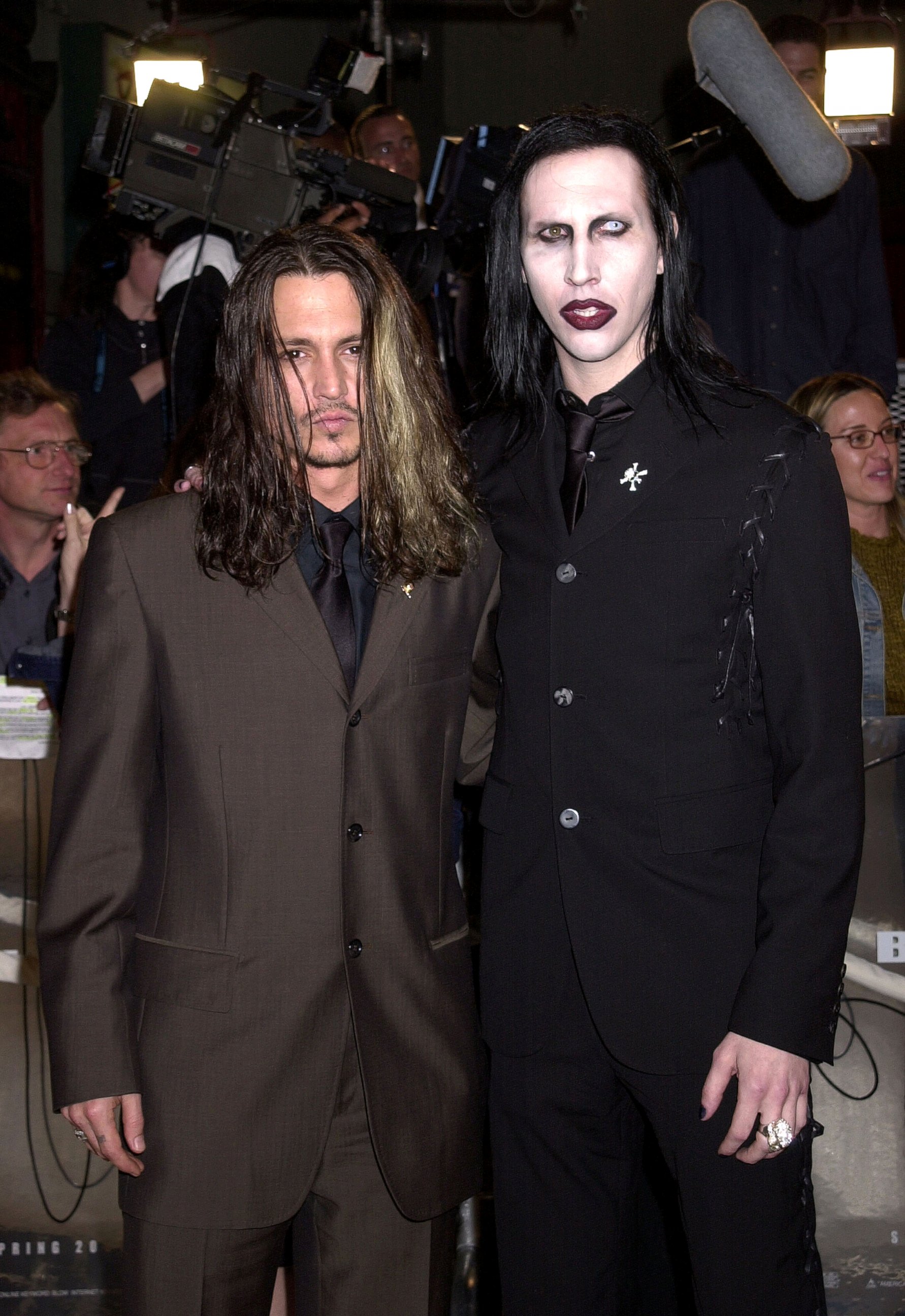 Johnny Depp and Marilyn Manson during "Blow" Los Angeles Premiere at Chinese Theatre in Hollywood, Calif., March 29, 2001.