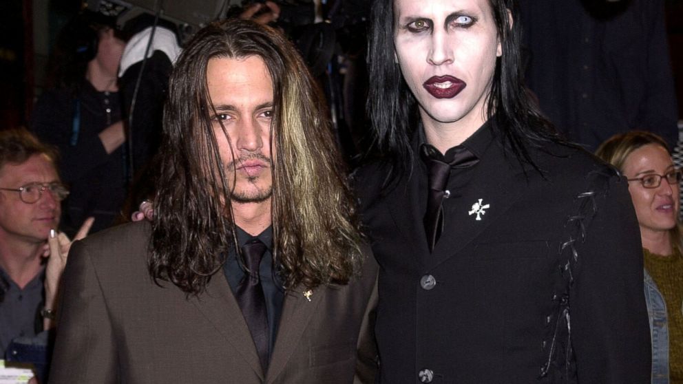 Johnny Depp and Marilyn Manson during "Blow" Los Angeles Premiere at Chinese Theatre in Hollywood, Calif., March 29, 2001.