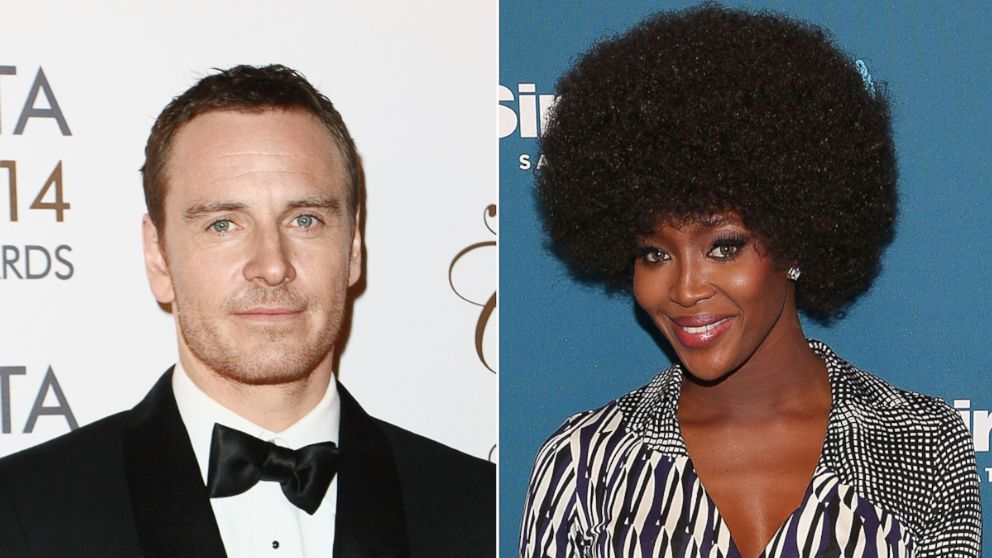 Michael Fassbender attends the Irish Film And Television Awards on April 5, 2014 in Dublin, Ireland. | Naomi Campbell attends her Town Hall at SiriusXM Studios on March 11, 2014 in New York City.