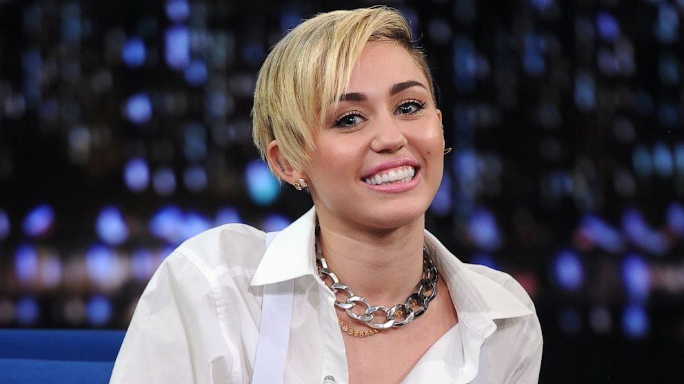 Miley Cyrus visits "Late Night with Jimmy Fallon," Oct. 8, 2013, in New York City.  