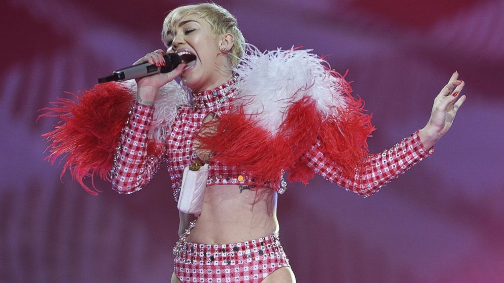 Miley Cyrus performs on April 8, 2014, in Raleigh, N.C.