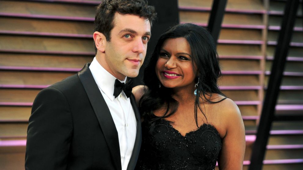 B.J. Novak and Mindy Kaling attend the 2014 Vanity Fair Oscar Party hosted by Graydon Carter, March 2, 2014, in West Hollywood, Calif.