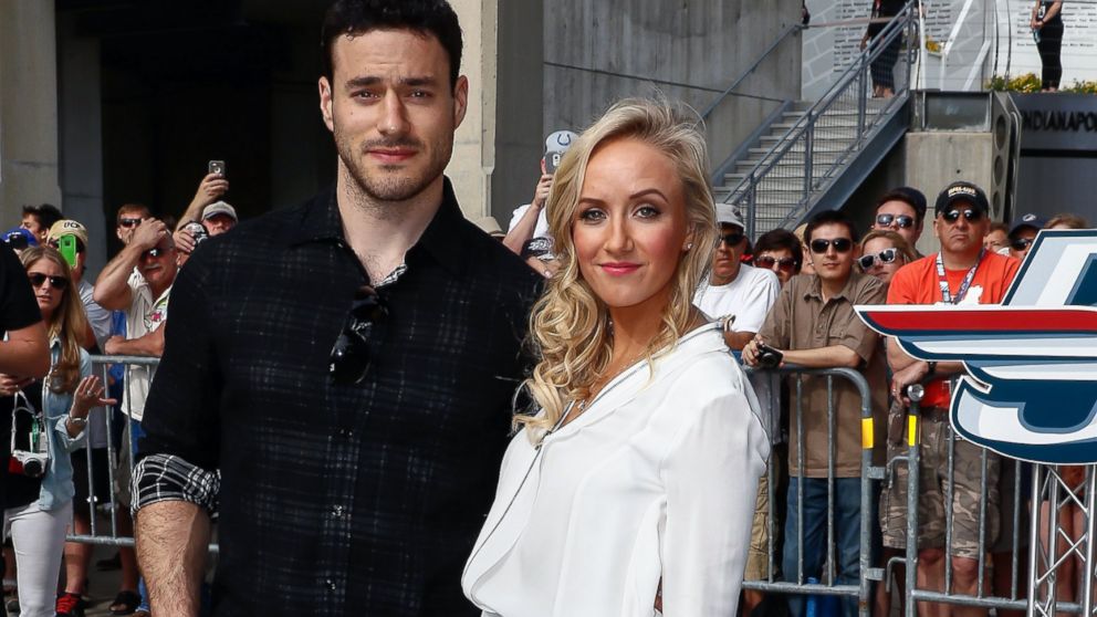 Matthew Lombardi and Nastia Liukin attend the Indy 500, May 23, 2015, in Indianapolis.