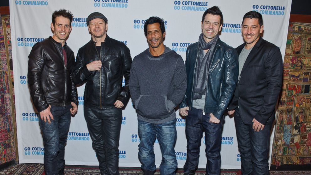 Joey McIntyre, Donnie Wahlberg, Jordan Knight, Danny Wood and Jonathan Knight of the band New Kids On The Block pose before their performance at Gramercy Theater on Feb. 15, 2015 in New York City.  