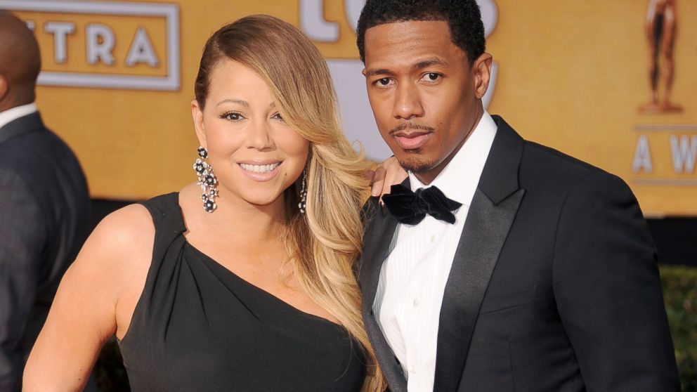 Mariah Carey and Nick Cannon arrive at the 20th Annual Screen Actors Guild Awards at The Shrine Auditorium in Los Angeles, Jan. 18, 2014.