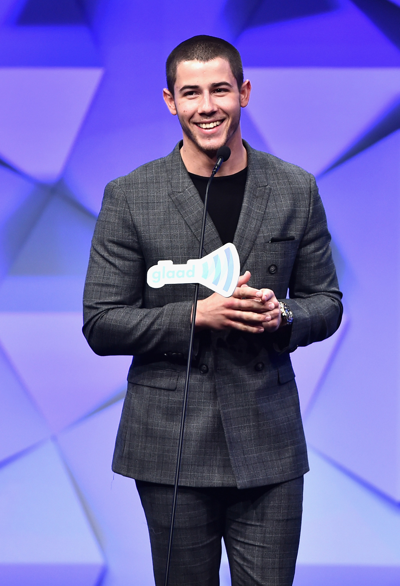 PHOTO: Nick Jonas presents the Vanguard Award onstage during the 27th Annual GLAAD Media Awards at the Beverly Hilton Hotel, April 2, 2016 in Beverly Hills, Calif.  