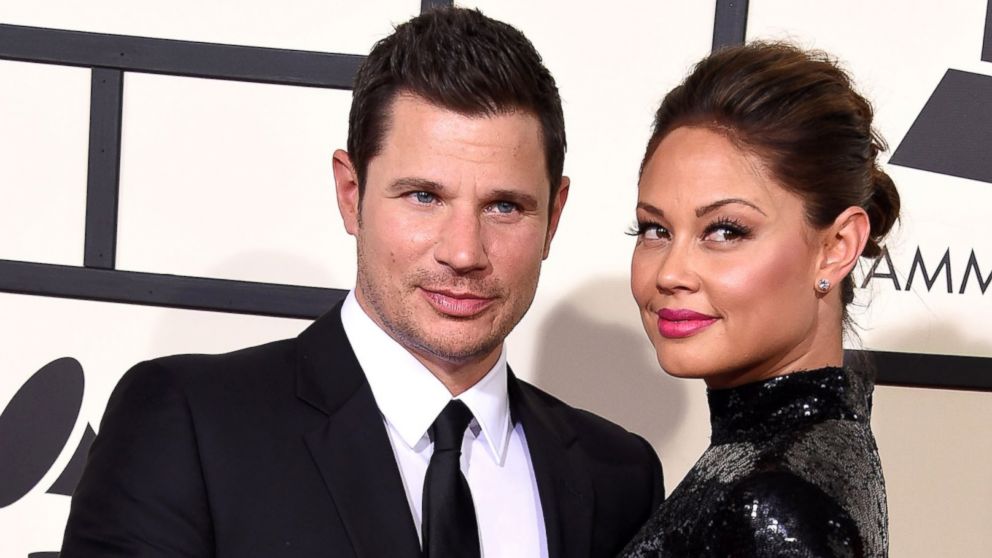 Nick Lachey and Vanessa Lachey arrives at the The 58th GRAMMY Awards at Staples Center, Feb. 15, 2016, in Los Angeles.