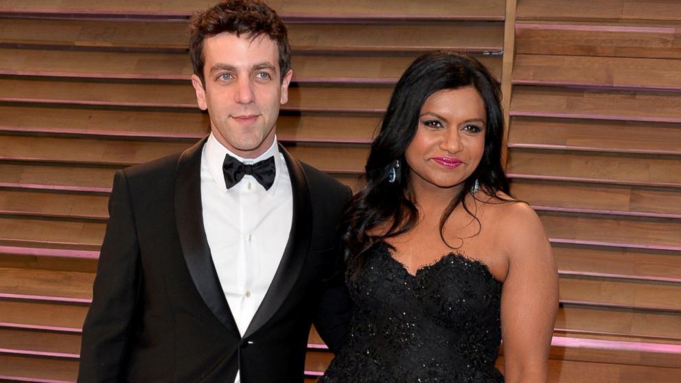 B.J. Novak and Mindy Kaling attend the 2014 Vanity Fair Oscar Party hosted by Graydon Carter, March 2, 2014, in West Hollywood, Calif.
