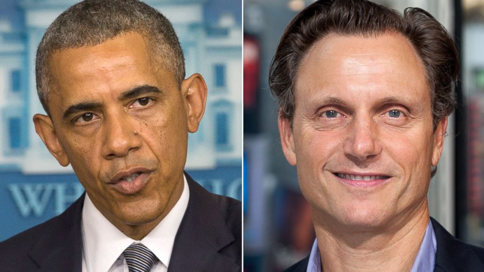 From left, President Barack Obama in Washington, July 18, 2014 and Tony Goldwyn in New York, July 16, 2014.