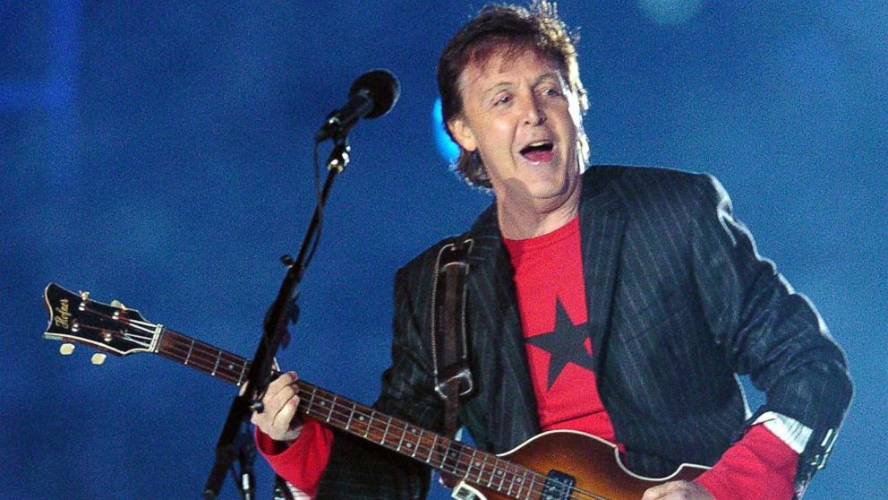 British rock legend Paul McCartney performs at halftime of Super Bowl XXXIX on Feb. 6, 2005 at Alltel Stadium in Jacksonville, FL.