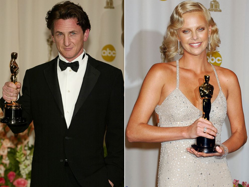 PHOTO: Sean Penn, left, and Charlize Theron win Best Actor and Best Actress Oscars, respectively, at the Academy Awards in Los Angeles, Feb. 29, 2004.
