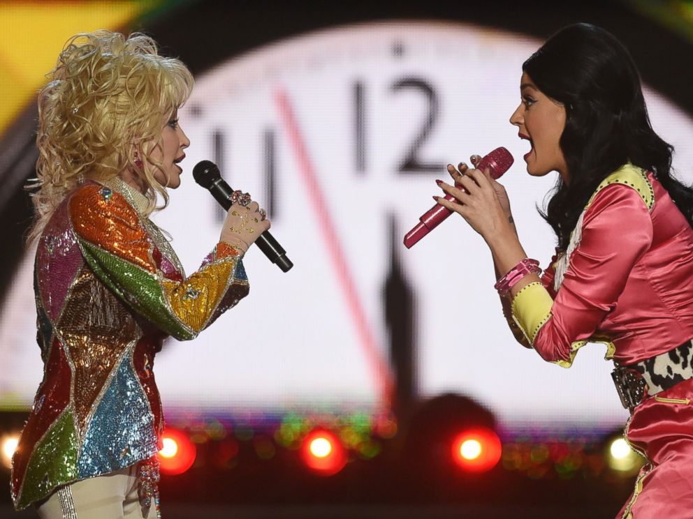 PHOTO: Dolly Parton, left, and recording artist Katy Perry perform during the 51st Academy of Country Music Awards at MGM Grand Garden Arena, April 3, 2016, in Las Vegas.