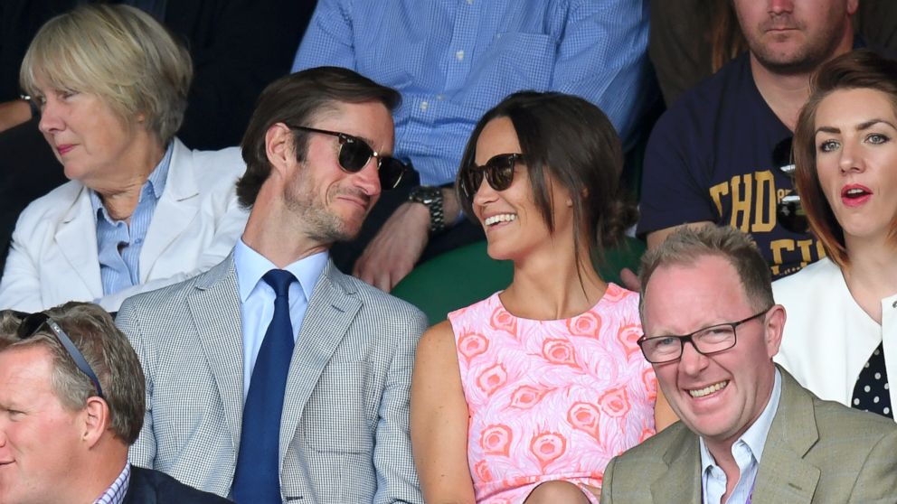 PHOTO: Pippa Middleton and James Matthews attend day nine of the Wimbledon Tennis Championships at Wimbledon July 6, 2016 in London.