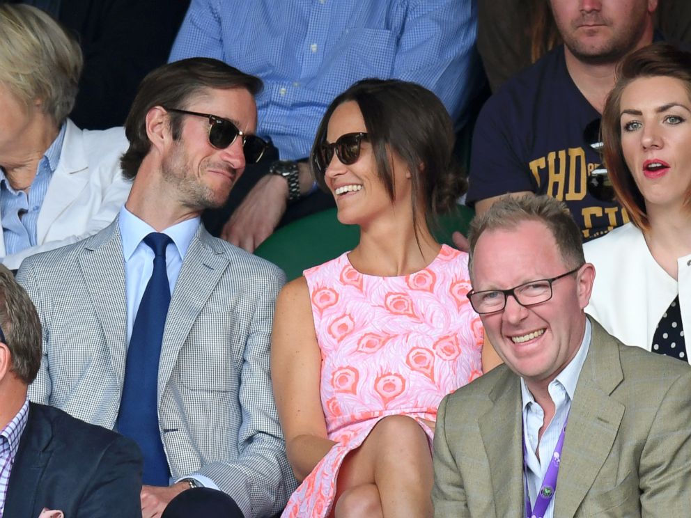 PHOTO: Pippa Middleton and James Matthews attend day nine of the Wimbledon Tennis Championships at Wimbledon July 6, 2016 in London.