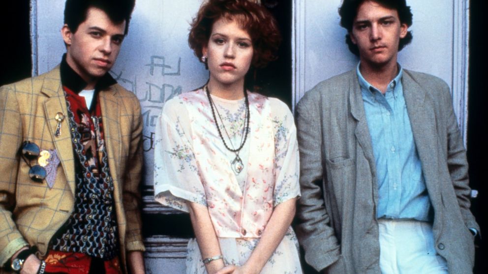 PHOTO: Jon Cryer, Molly Ringwald and Andrew McCarthy on set of the film "Pretty In Pink."