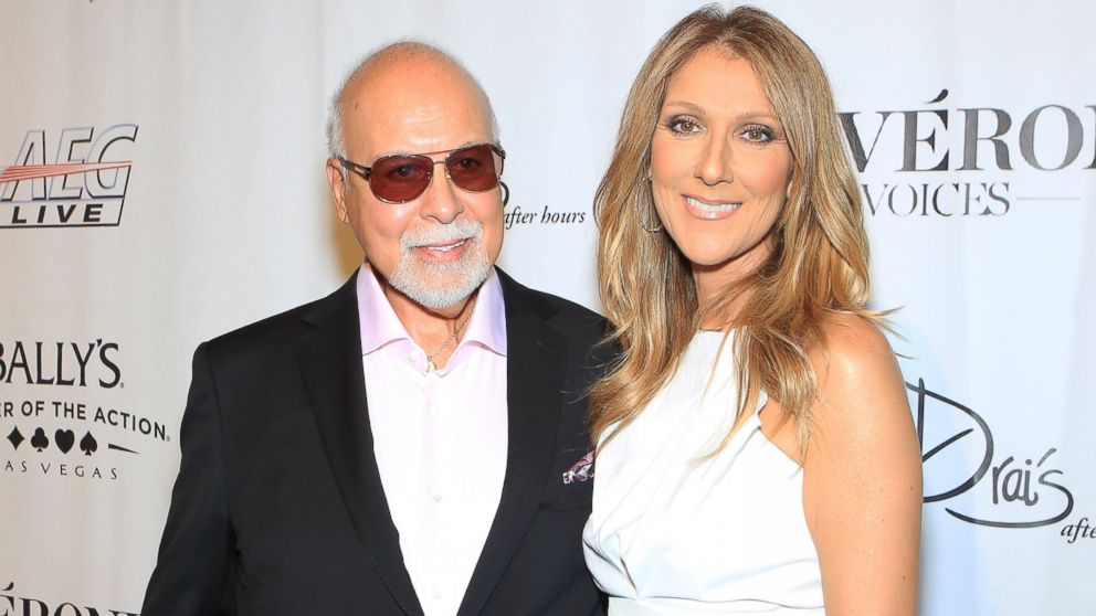 PHOTO: Rene Angelil, left, and singer Celine Dion arrive at the premiere of the show "Veronic Voices" at Bally's Las Vegas, June 28, 2013 in Las Vegas.