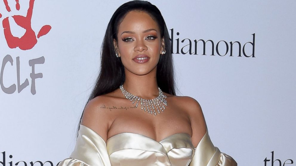 Rihanna arrives at Rihanna and The Clara Lionel Foundation Host 2nd Annual Diamond Ball at The Barker Hanger, Dec. 10, 2015, in Santa Monica, Calif.