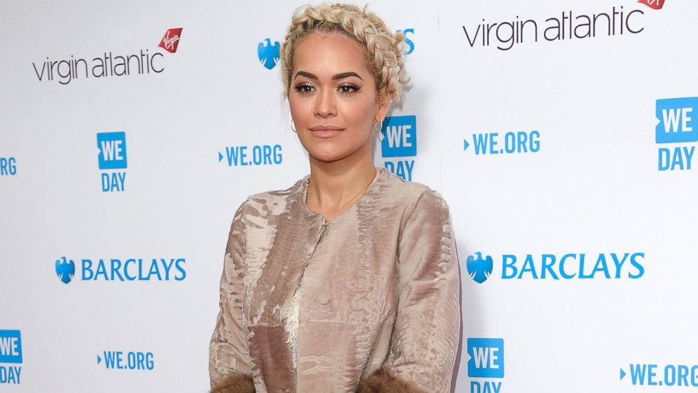 Rita Ora arrives for WE Day at SSE Arena, March 9, 2016, in London.