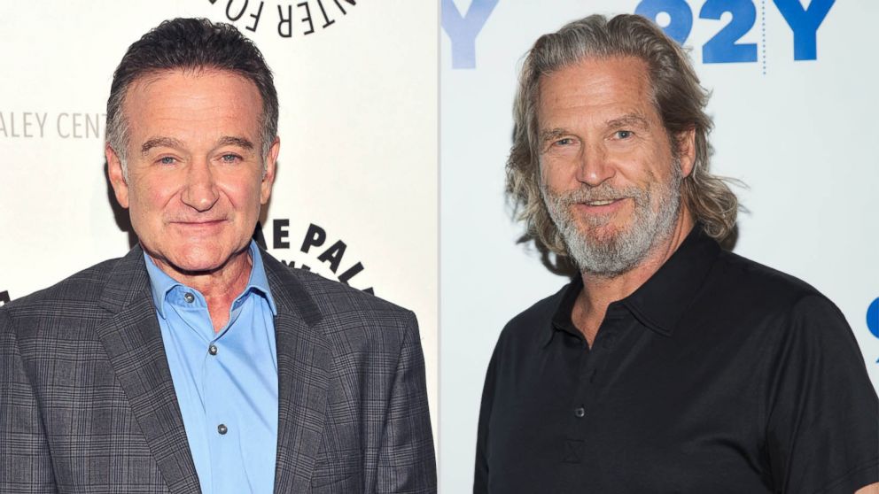 Left, actor Robin Williams attends the Paley Center For Media's "A Legendary Evening With Robin Williams" at The Paley Center for Media in this Sept. 19, 2013, file photo; right, actor Jeff Bridges attends 92nd Street Y Presents: An Evening With Jeff Bridges And Lois Lowry on August 8, 2014 in New York City.