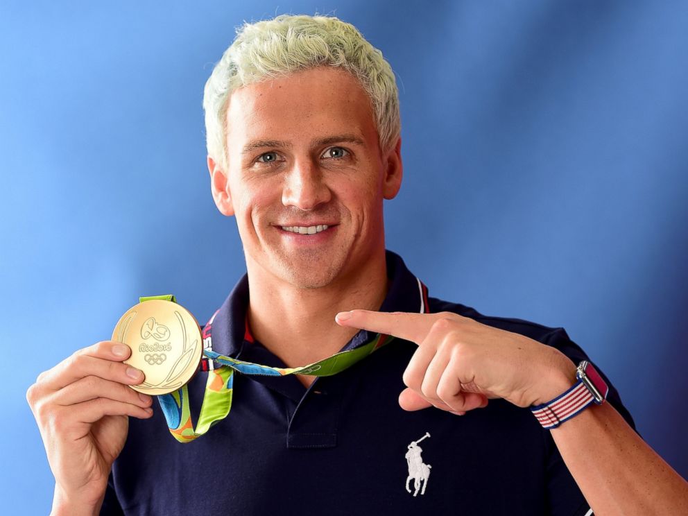 PHOTO: Swimmer, Ryan Lochte of the United States poses for a photo with his gold medal, Aug. 12, 2016, in Rio de Janeiro.