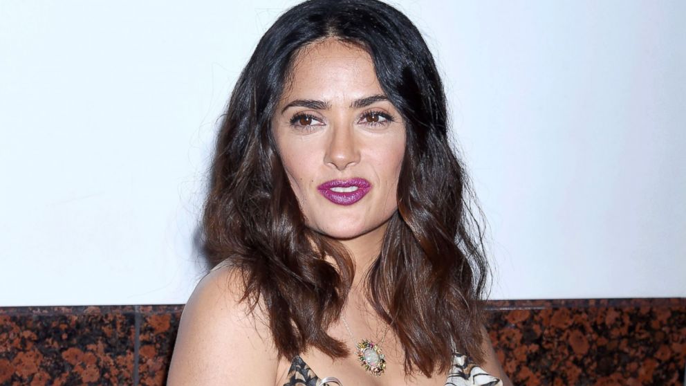 Salma Hayek arrives at the premiere of "Septembers Of Shiraz" at the Museum of Tolerance, June 21, 2016, in Los Angeles.