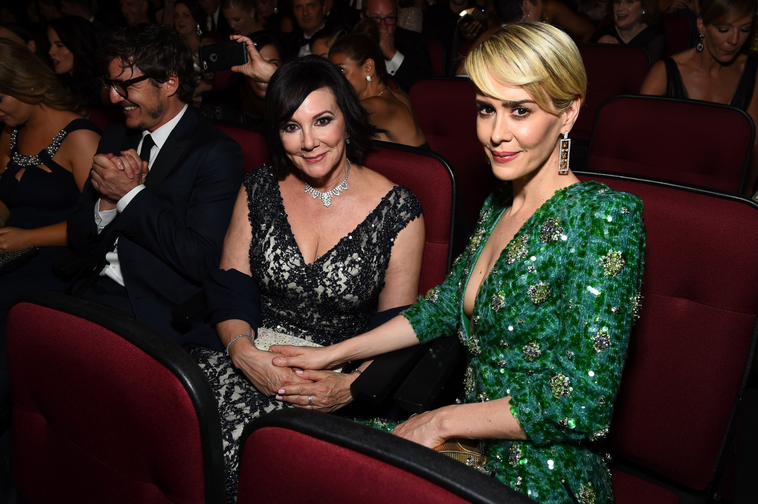 PHOTO: Marcia Clark, left, and Sarah Paulson appear in the audience at the 68th Primetime Emmy Awards, Sept. 18, 2016, at the Microsoft Theater in Los Angeles. 