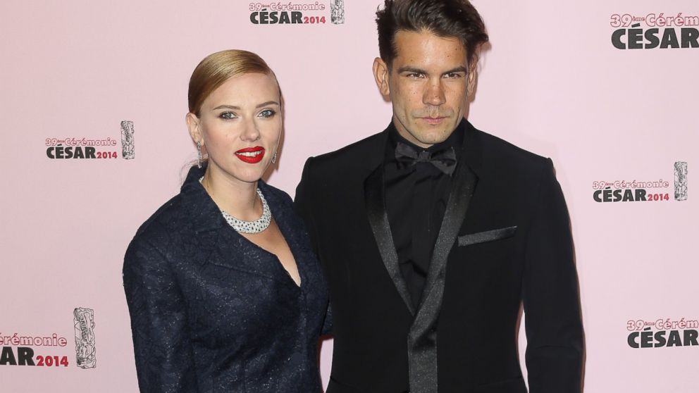 Scarlett Johansson and Romain Dauriac are pictured on Feb. 28, 2014 in Paris.  