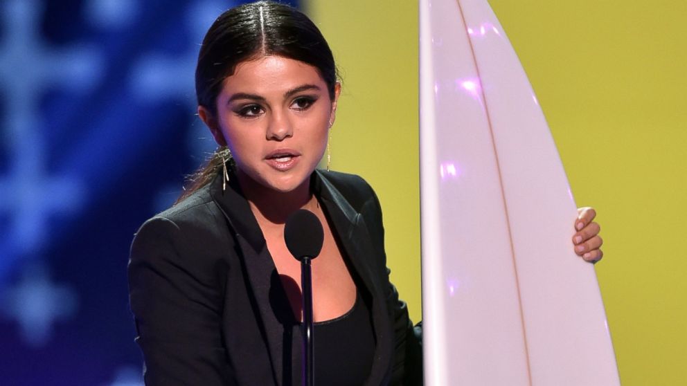 Selena Gomez is pictured onstage during the 2014 Teen Choice Awards on Aug. 10, 2014 in Los Angeles.  