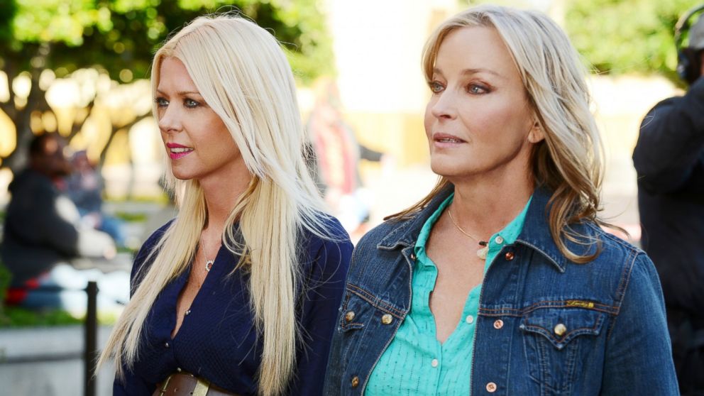Tara Reid as April Wexler, left, and Bo Derek as May, right, are pictured in a still from "Sharknado 3: Oh Hell No!"